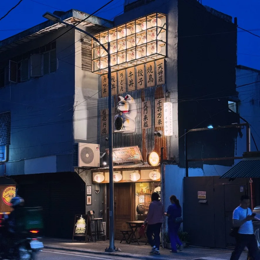 HARO Izakaya Makati at blue hour, view 1